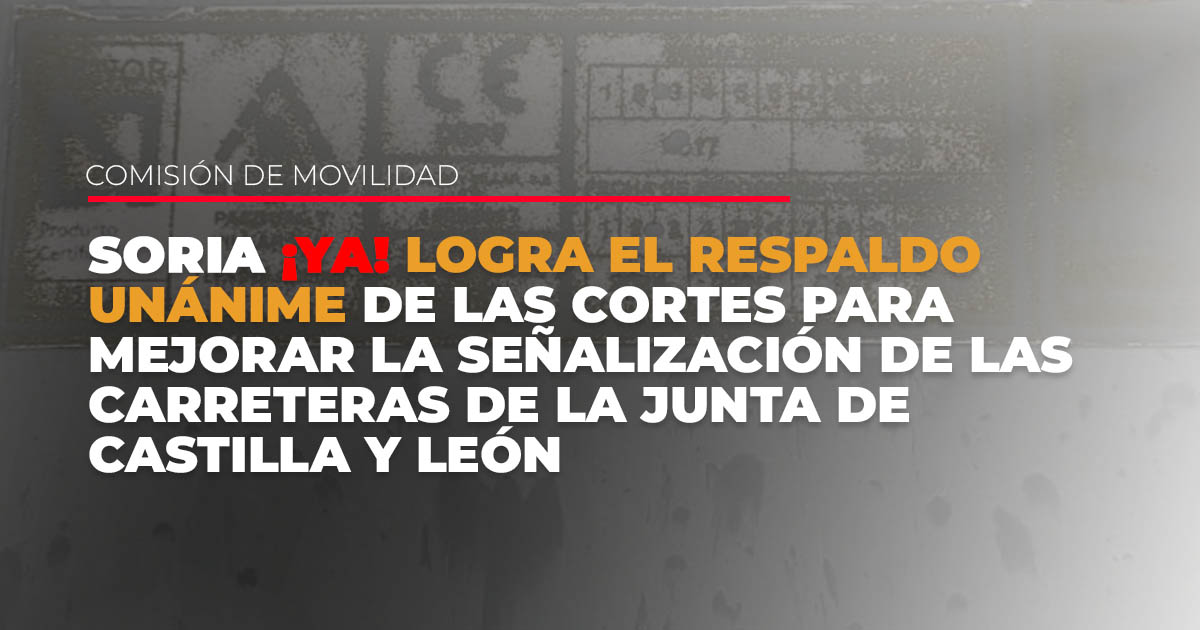 Soria ¡YA! logra el respaldo unánime de las Cortes para mejorar la señalización de las carreteras de la Junta de Castilla y León