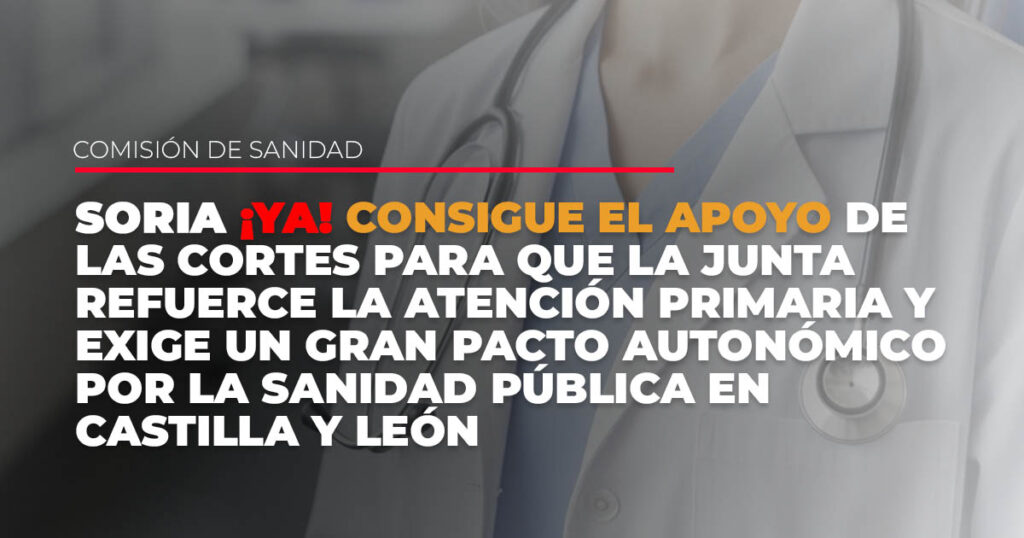 Soria ¡YA! consigue el apoyo de las Cortes para que la Junta refuerce la Atención Primaria y exige un gran pacto autonómico por la sanidad pública en Castilla y León